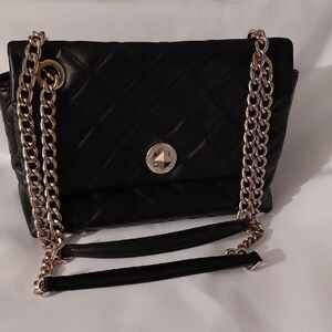 Kate Spade Elegant Black Quilted Chain Shoulder Bag